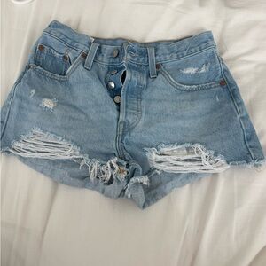 Levi's Blue Distressed Jean Shorts Casual Style